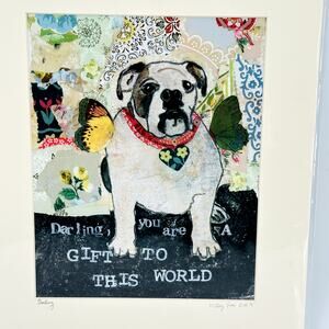 KELLY RAE ROBERTS Original Matted Print - Darling Bulldog 2019 14" x 11" New